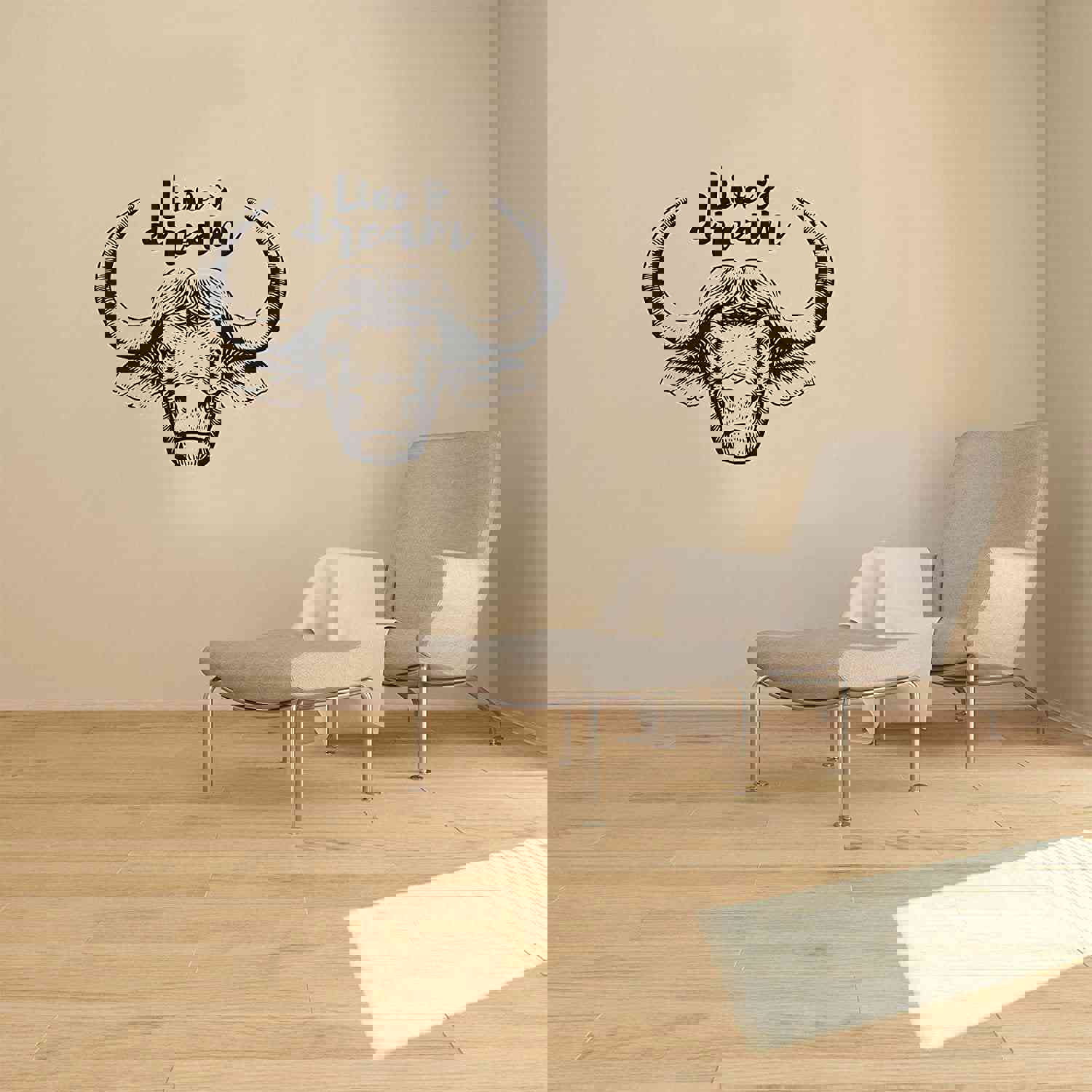 Animal Life Quote Vinyl Wall Sticker Decal - Live Dream Buffalo Motivation Quote