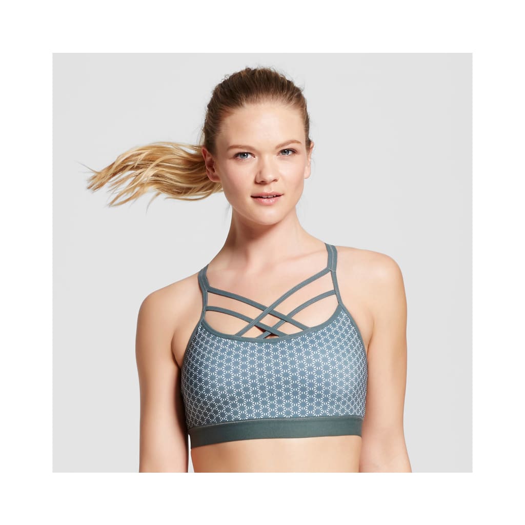 Champion N9687 C9 Strappy Front Cami Wire Free Sports Bra - SMALL Deep Pine Green