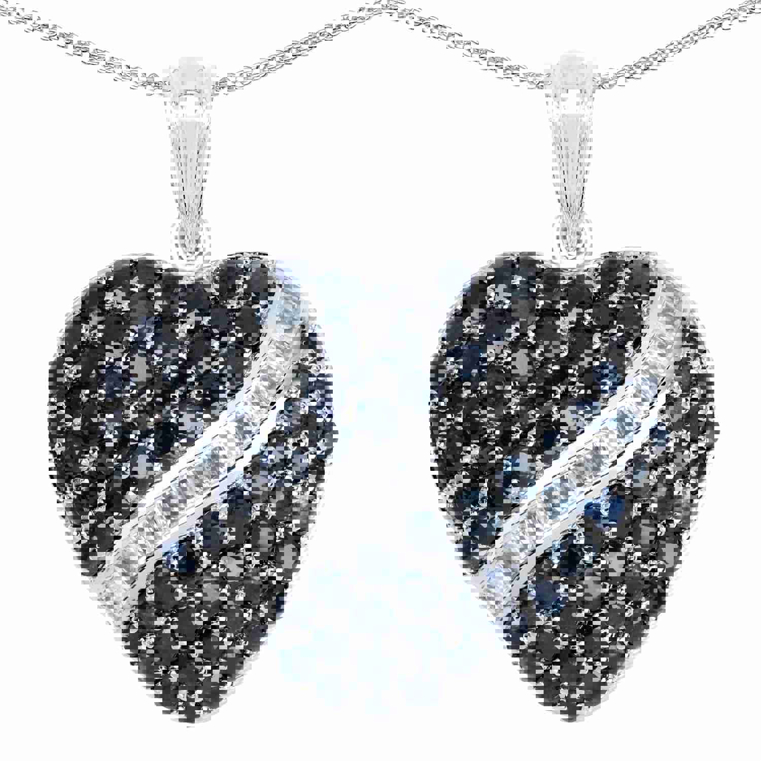 Blue Sapphire and White Topaz Sterling Silver Pendant - 4.67 ctw, September Birthstone Jewelry for Women