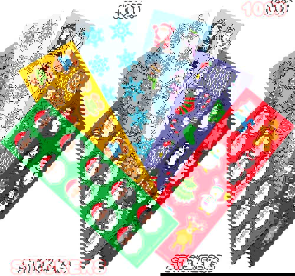 Holiday Sticker Assortment - 100 Sheets of Christmas Themed Stickers for Kids and Adults