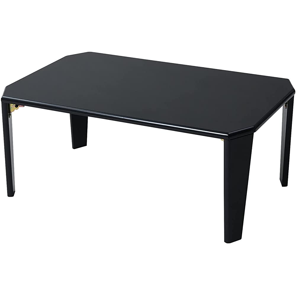 Yamazen TWL-7550 (BK) Low Table - Compact, Foldable, Mirror Finish, Black