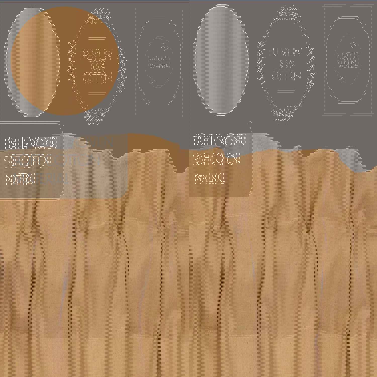 Simple Life Flax Khaki Ruffled Valance 16x72 - Cotton Linen Window Treatment