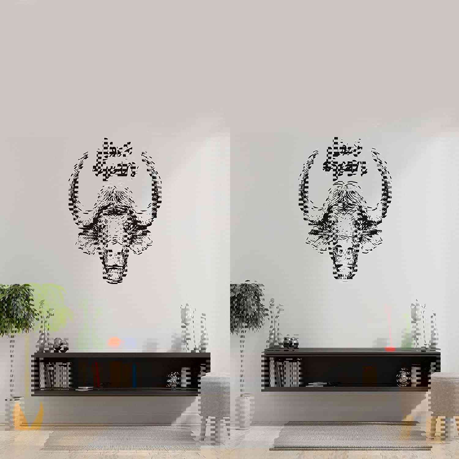 Animal Life Quote Vinyl Wall Sticker Decal - Live Dream Buffalo Motivation Quote