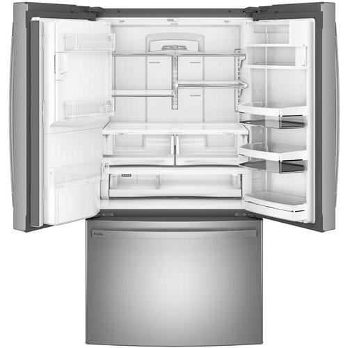 GE Profile 36-inch Freestanding French 3-Door Refrigerator with External Water and Ice Dispenser