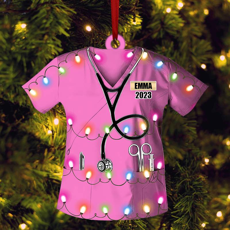Personalized Nurse Uniform Christmas Ornament - Custom Acrylic Gift for Healthcare Professionals