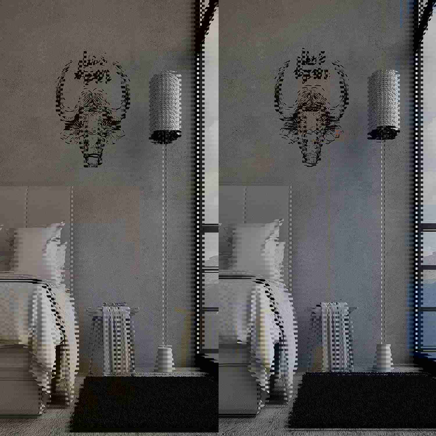 Animal Life Quote Vinyl Wall Sticker Decal - Live Dream Buffalo Motivation Quote