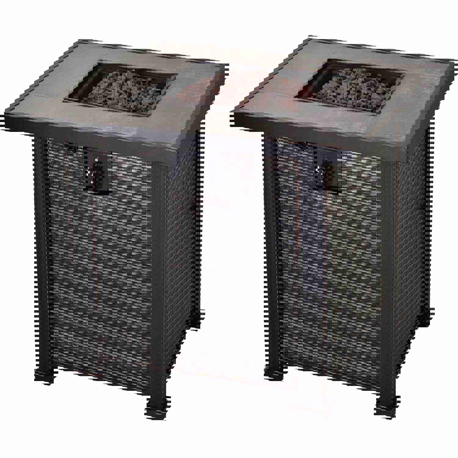 Outsunny 30 50,000 BTU Outdoor Patio Backyard Gas Fire Pit Table with Slate Tabletop & Wicker Design