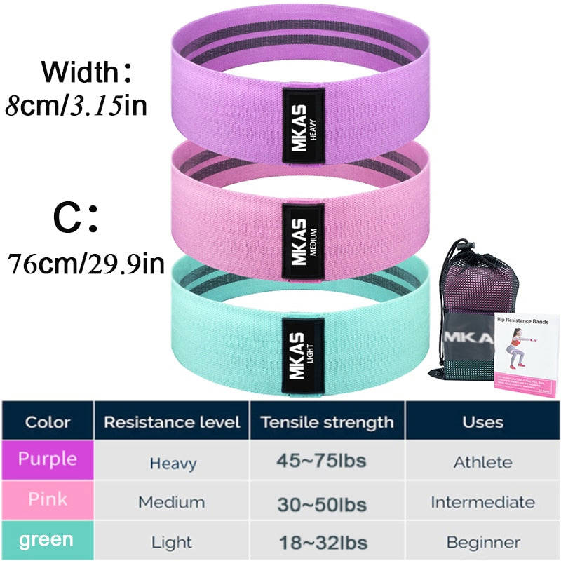 Yoga Resistance Booty Band Home Workout MKAS 3PCS Fitness