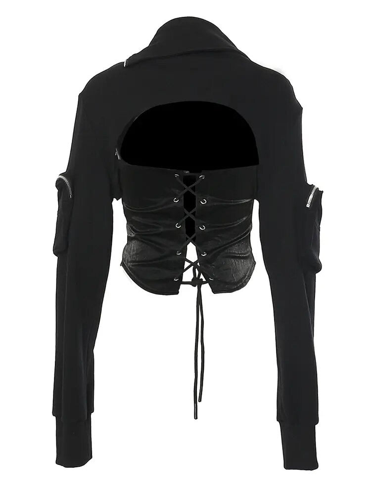 Black Amber Jacket - Stylish Asymmetric PU Leather Jacket