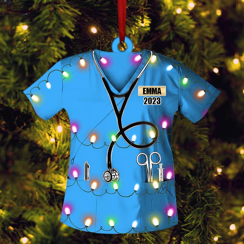 Personalized Nurse Uniform Christmas Ornament - Custom Acrylic Gift for Healthcare Professionals