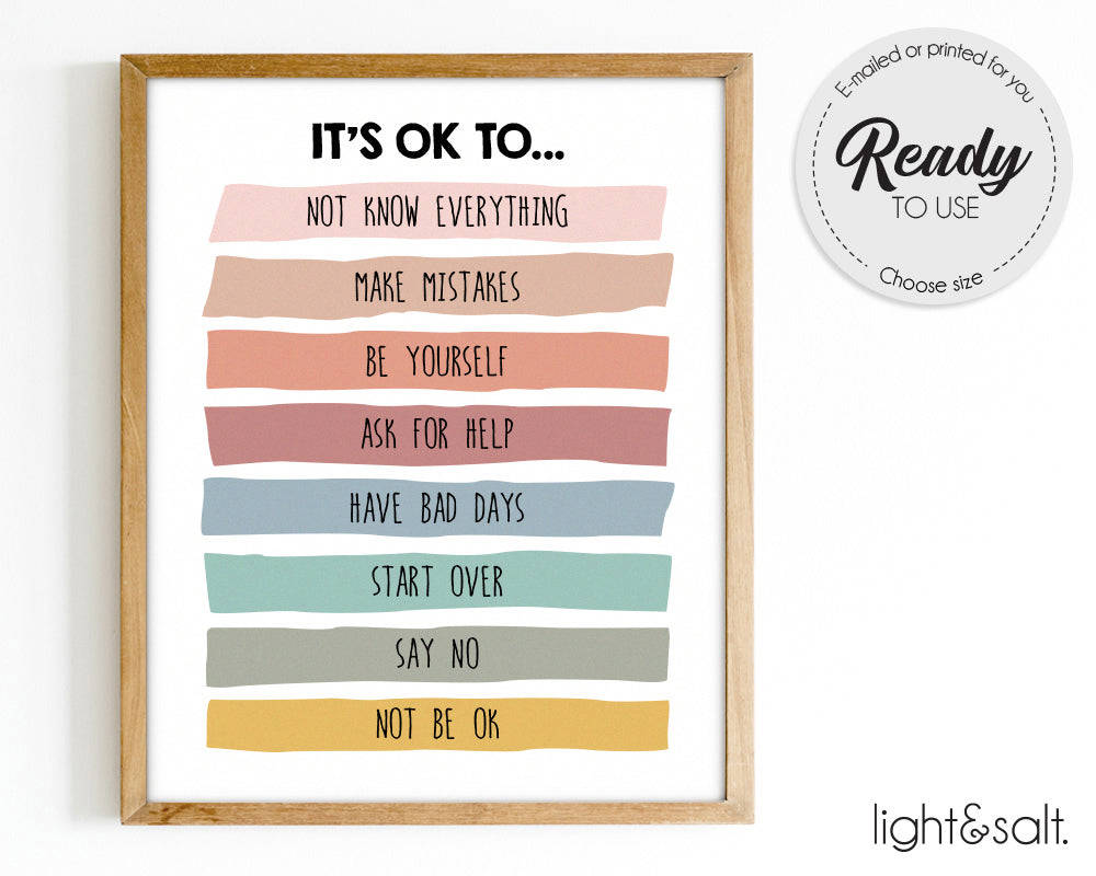 Set of 6 Mental Health Posters for School Nurse Office Decor