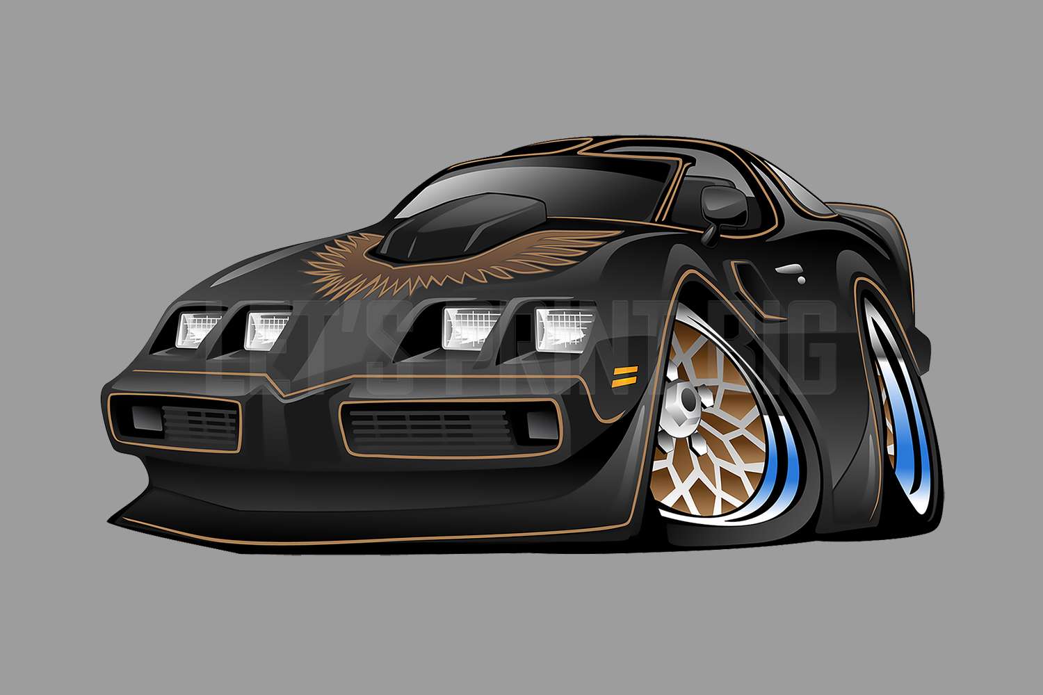 Car Art Classic Muscle Car Wall Decals - 1979 Pontiac Trans Am Bandit Warp Black - Removable & Repositionable