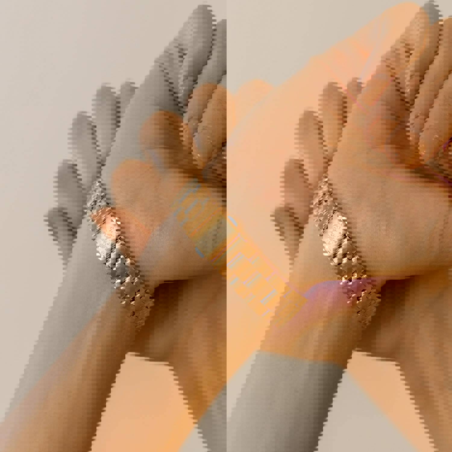 Alco Jewelry Apple Watch Band - Stainless Steel, Water Resistant, 18K Gold-Plated