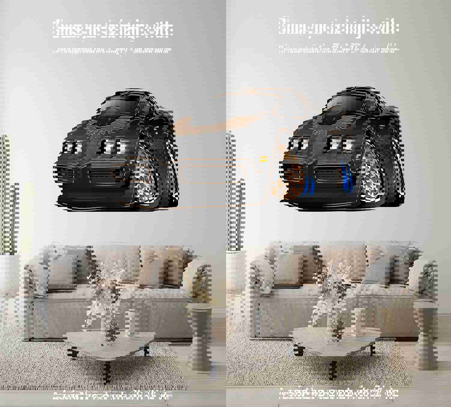 Car Art Classic Muscle Car Wall Decals - 1979 Pontiac Trans Am Bandit Warp Black - Removable & Repositionable