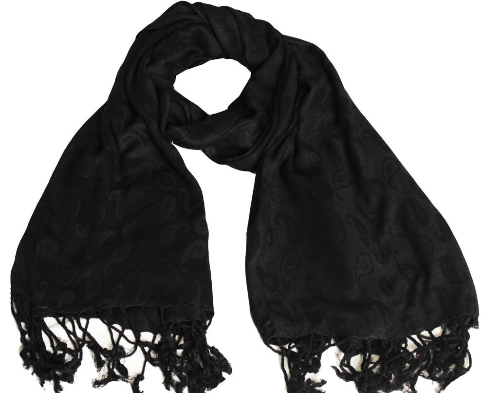 Indian Wrap Women's Shawl - Elegant Reversible Scarf (Black, 68 x 29 inches)