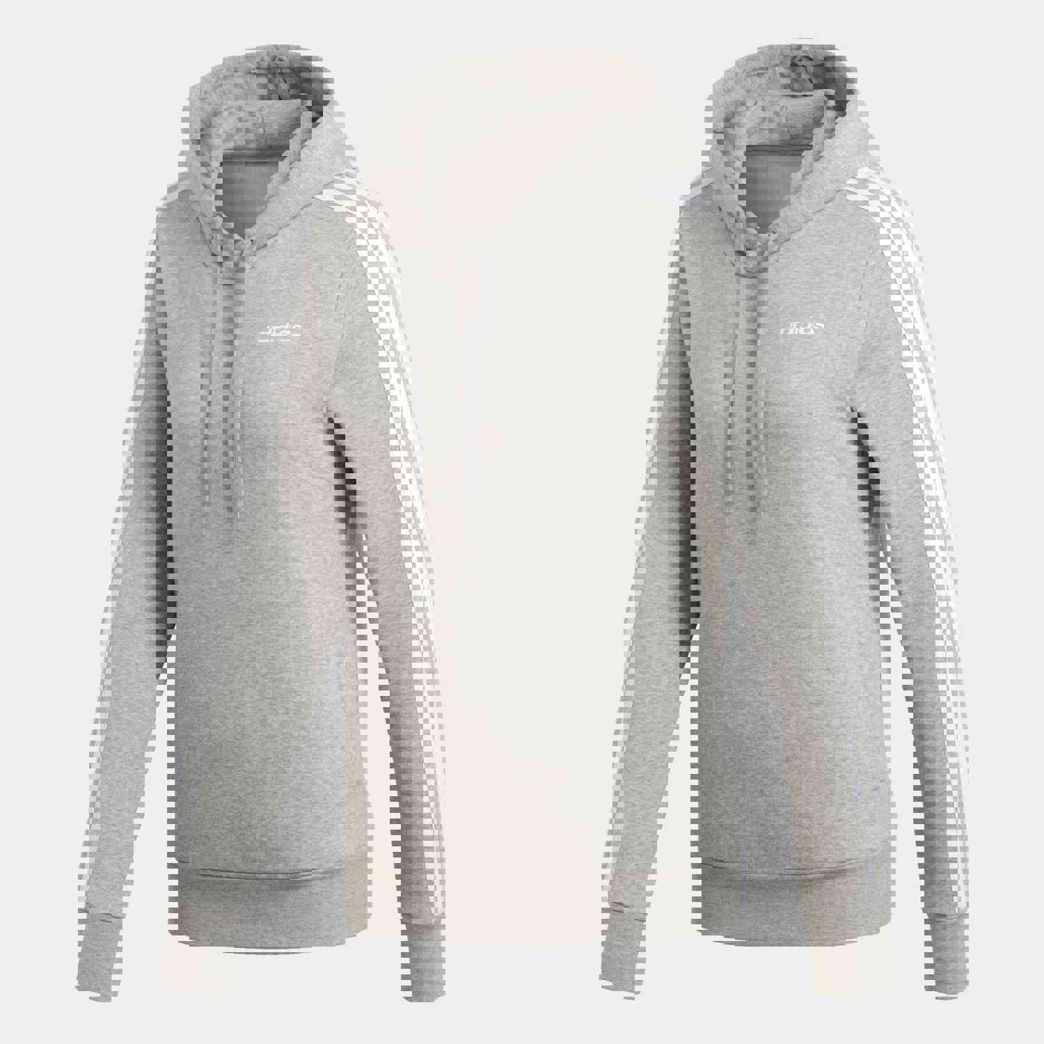 adidas Women's Essentials 3 Stripes Hoodie - Medium Gray Heather/White