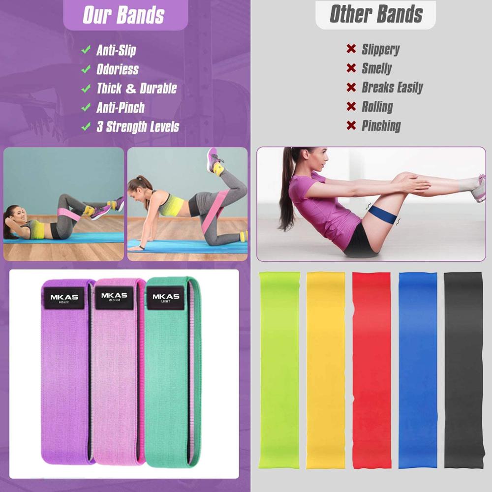 Yoga Resistance Booty Band Home Workout MKAS 3PCS Fitness