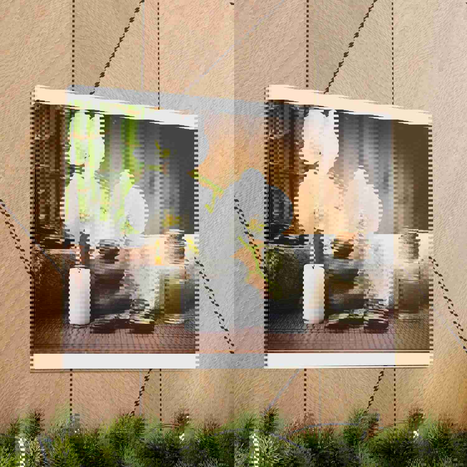 White Orchid and Bamboo Forest Floral Nature Photography Canvas Wall Art