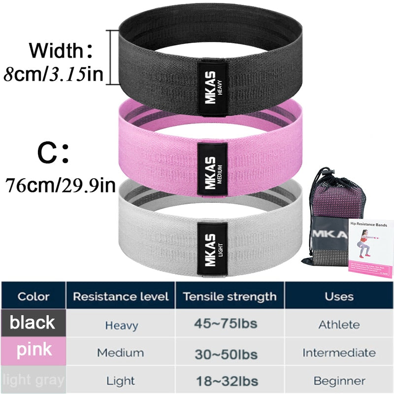 Yoga Resistance Booty Band Home Workout MKAS 3PCS Fitness
