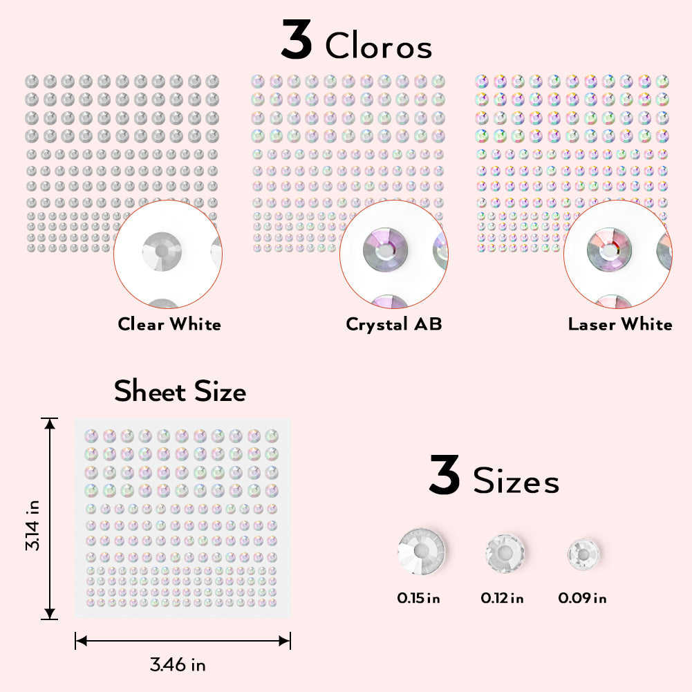 Nicpro Rhinestone Stickers 4125 PCS - Self Adhesive Face Gems for Body, Nail, and Craft Decorations