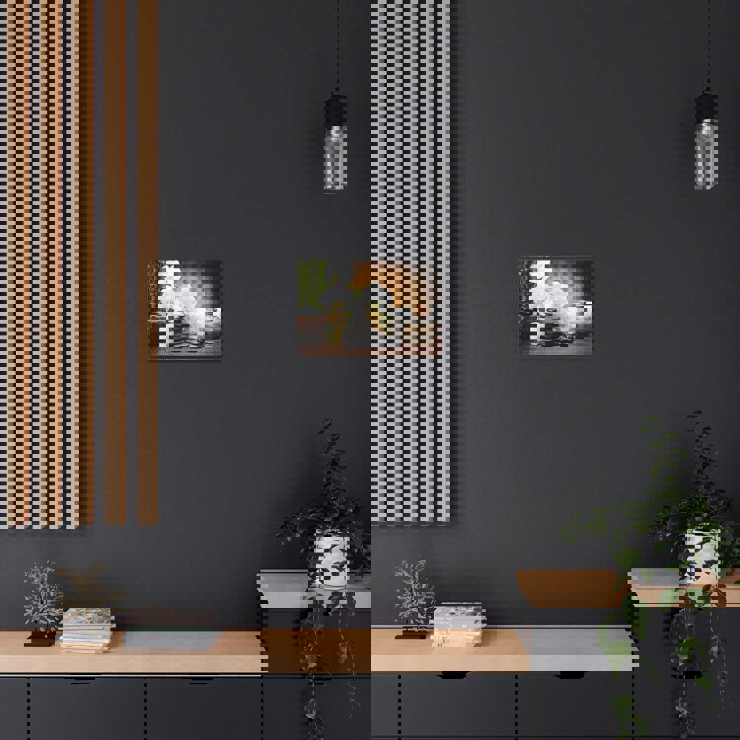 White Orchid and Bamboo Forest Floral Nature Photography Canvas Wall Art