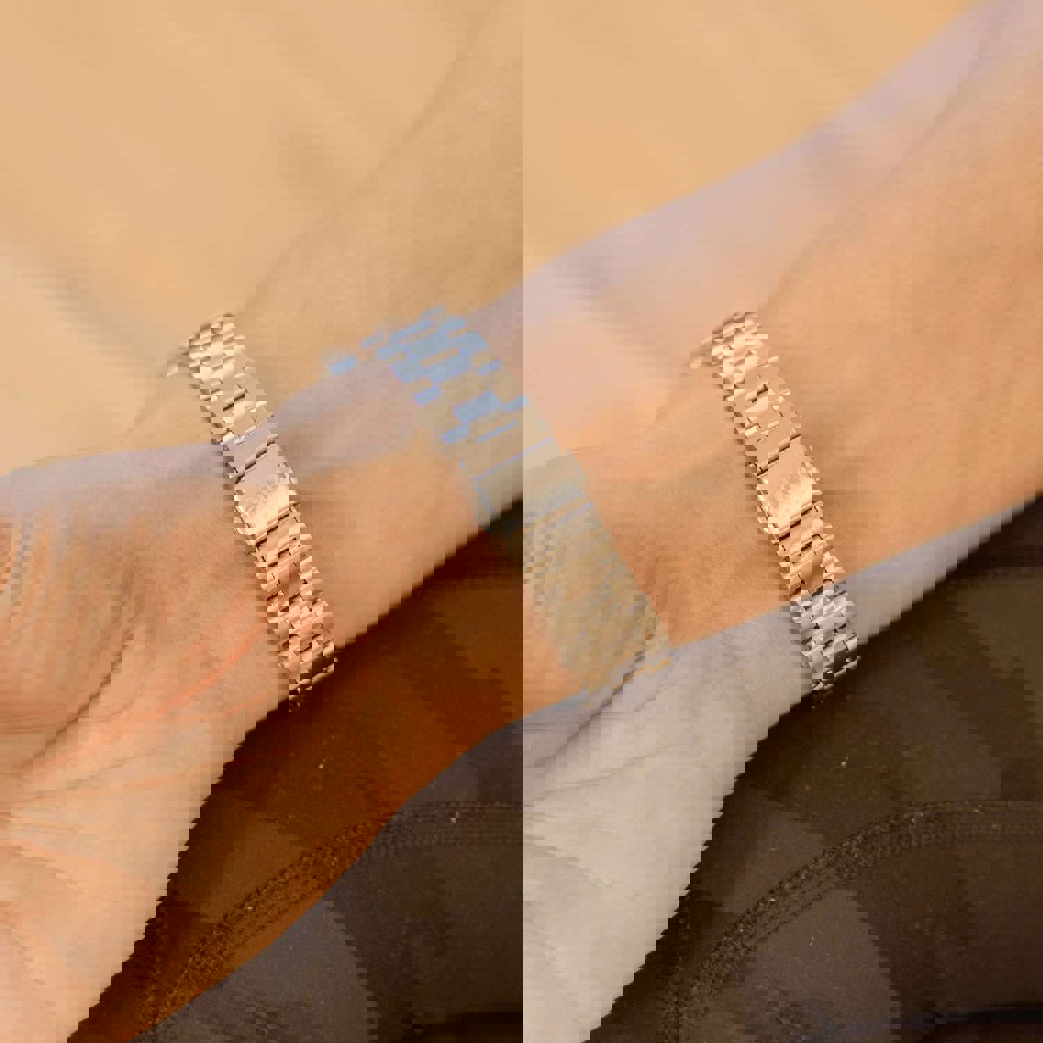 Alco Jewelry Apple Watch Band - Stainless Steel, Water Resistant, 18K Gold-Plated