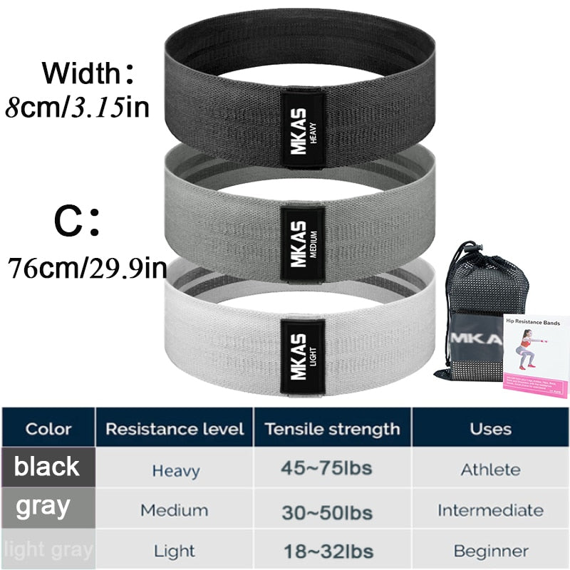 Yoga Resistance Booty Band Home Workout MKAS 3PCS Fitness