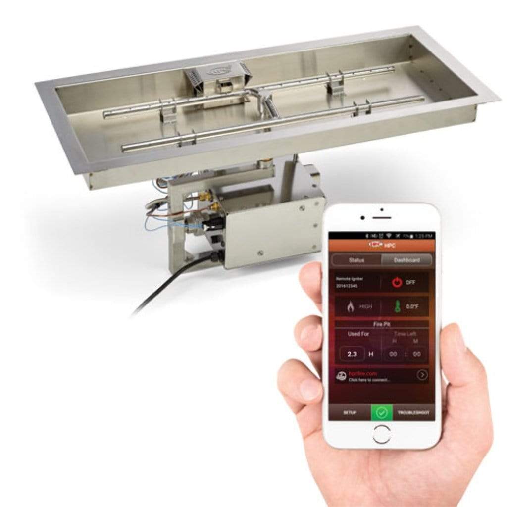 HPC 30 x 12 Rectangle H-Burner Bowl Pan Electronic Ignition Fire Pit Insert