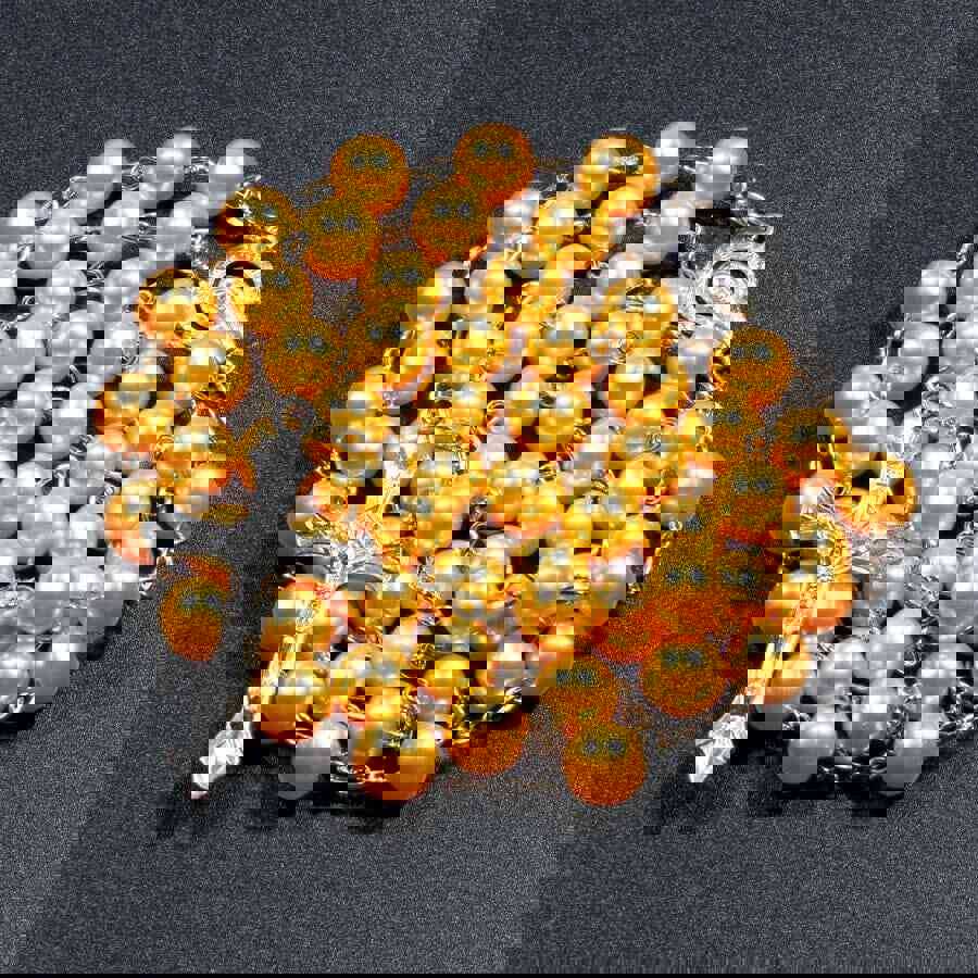 Women Faux Pearl Cross Pendant Long Beads Chains Rosary Necklace