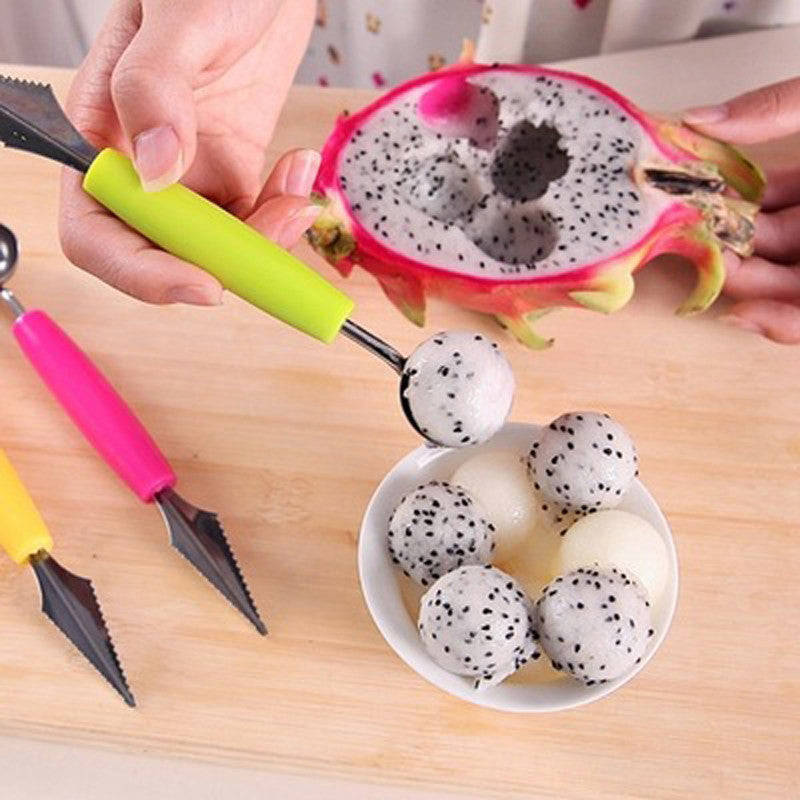 Multi-Functional Stainless Steel Fruit Carving Ice Cream Scoop Spoon - Kitchen Gadget