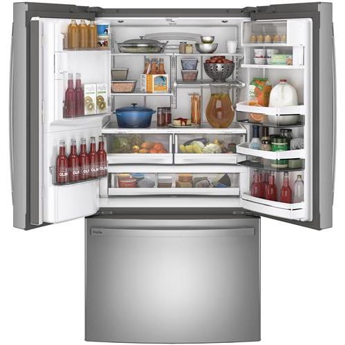 GE Profile 36-inch Freestanding French 3-Door Refrigerator with External Water and Ice Dispenser