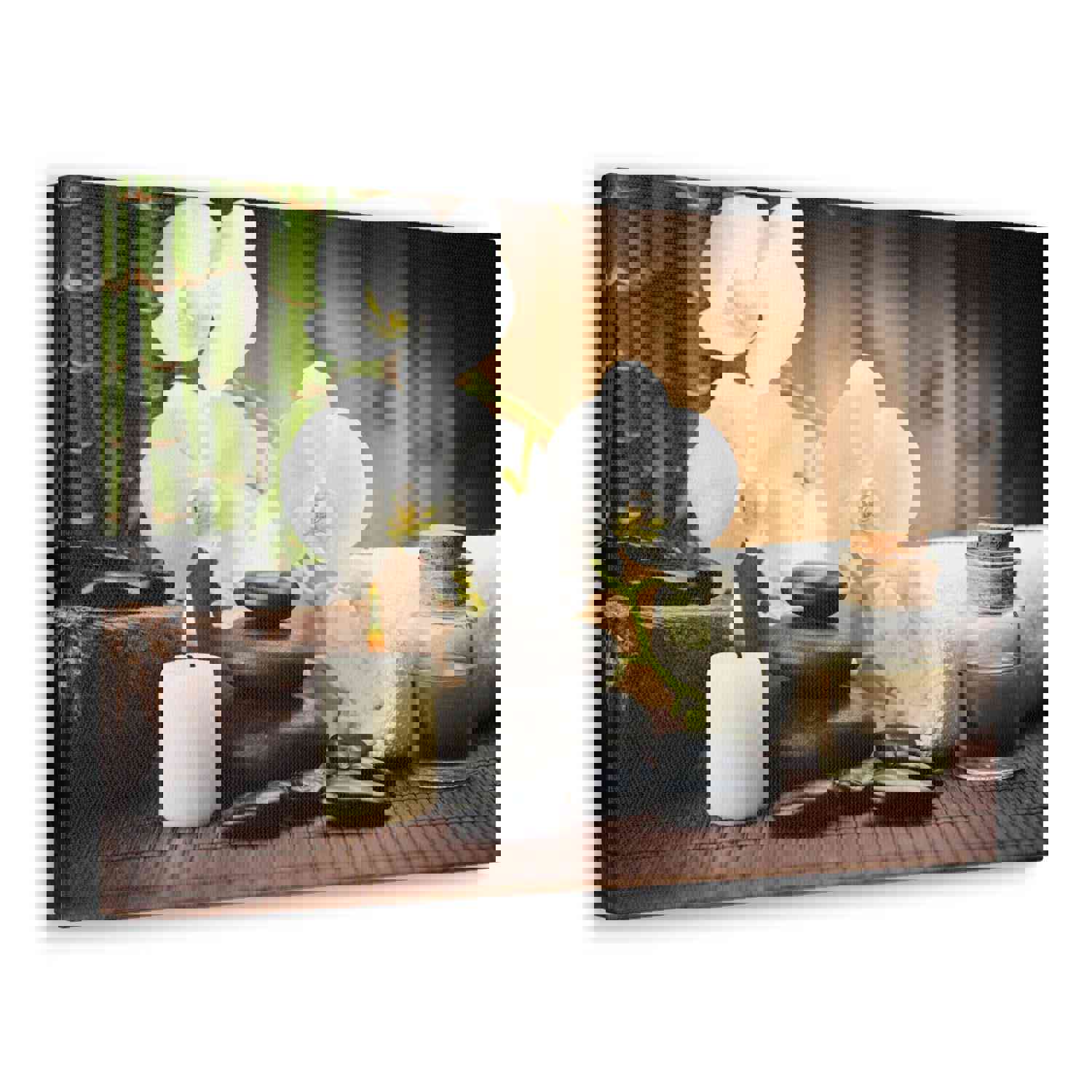 White Orchid and Bamboo Forest Floral Nature Photography Canvas Wall Art