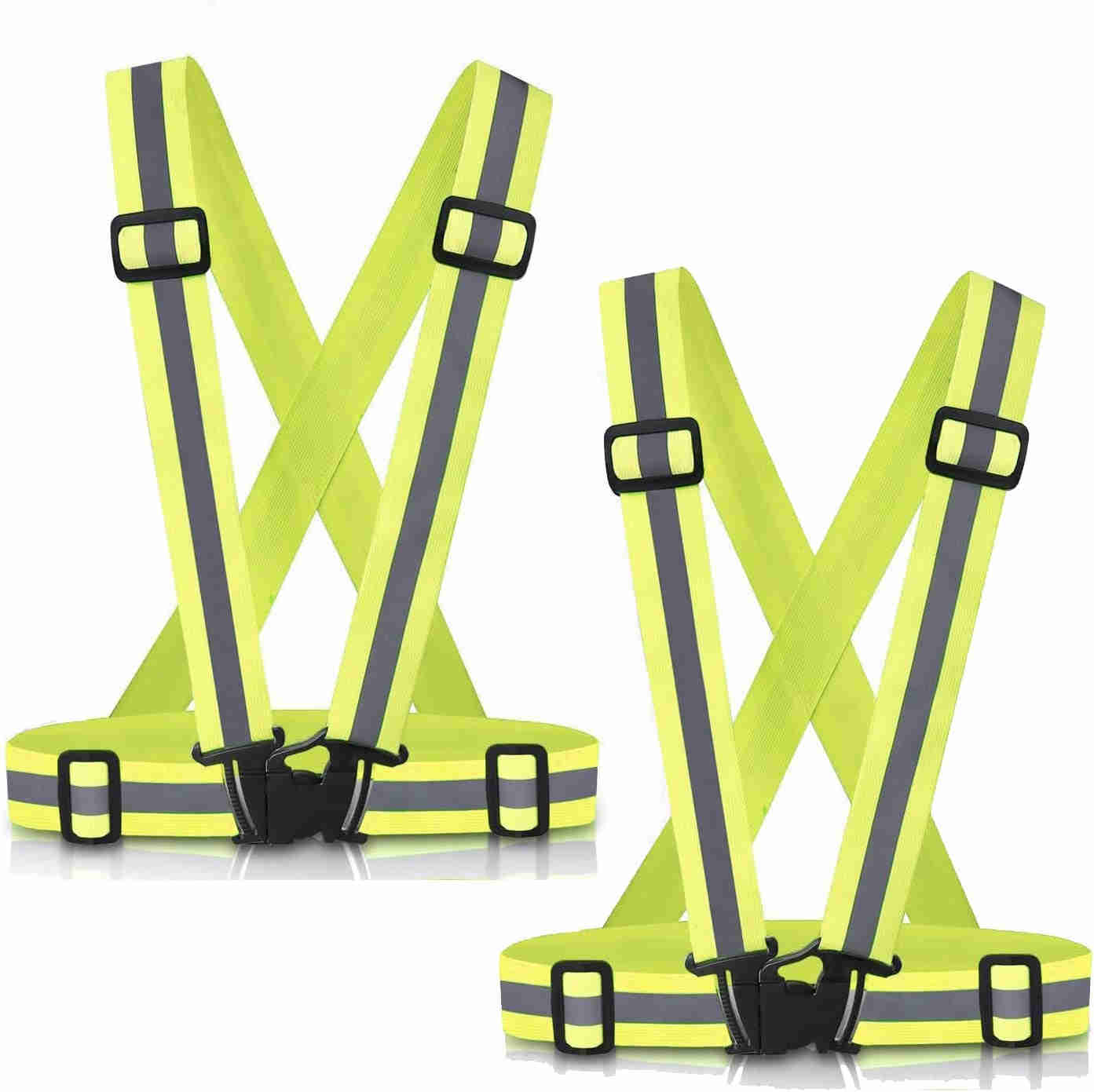 Running Reflective Vest Gear 2Pack - High Visibility Adjustable Safety Vest for Night Outdoor Activities