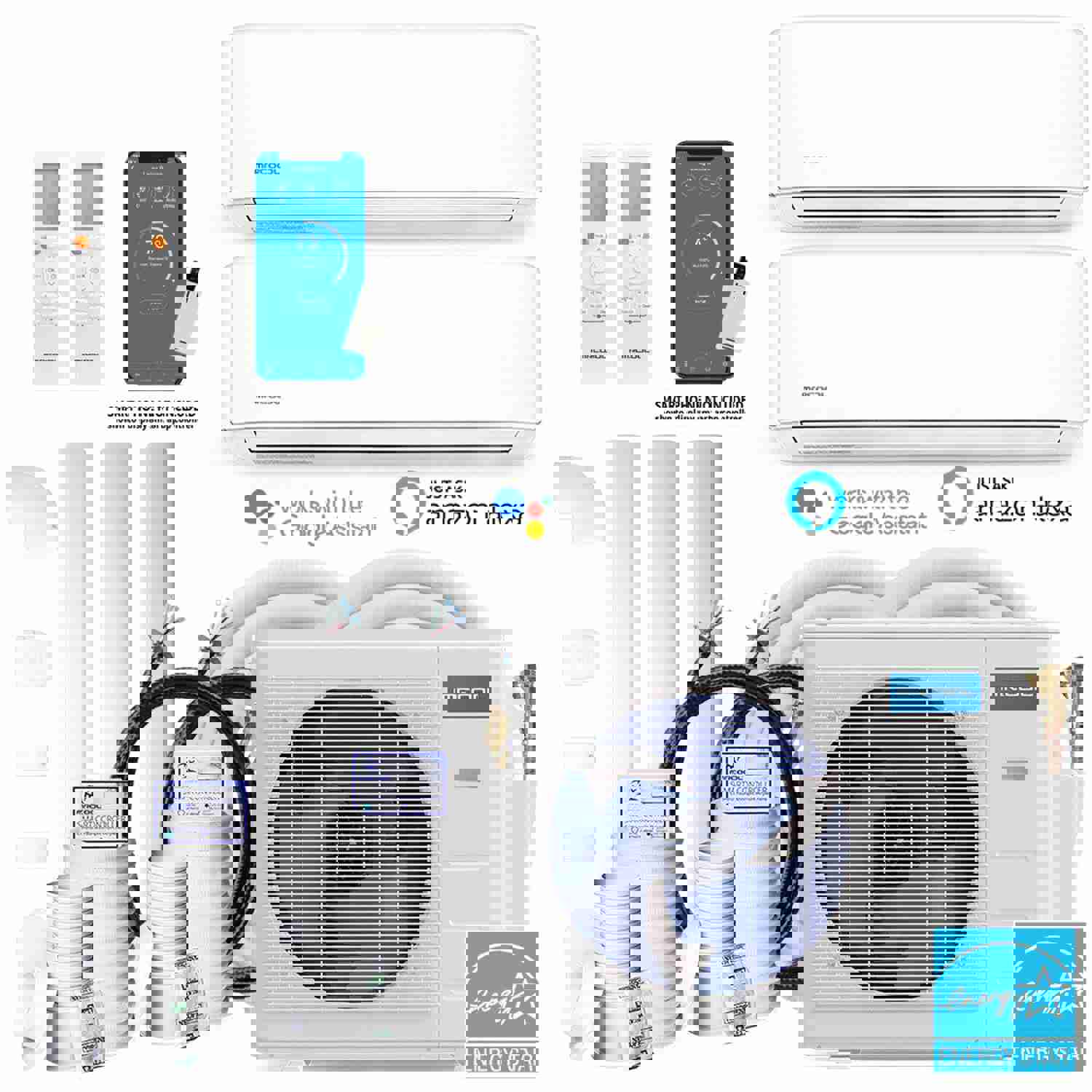 MRCOOL DIY 4th Gen 48K BTU 2-Zone Condenser with 24K+24K Handlers and 2 x 35ft Linesets Bundle