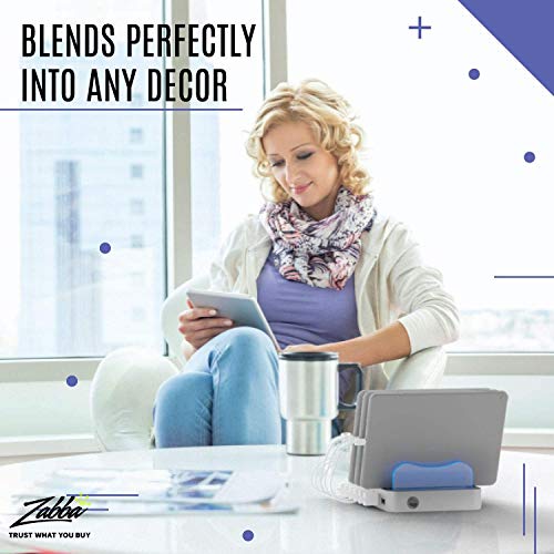 Hercules Tuff 6-Port USB Fast Charging Station with 6 Mixed Cables for Phones & Tablets, Silver