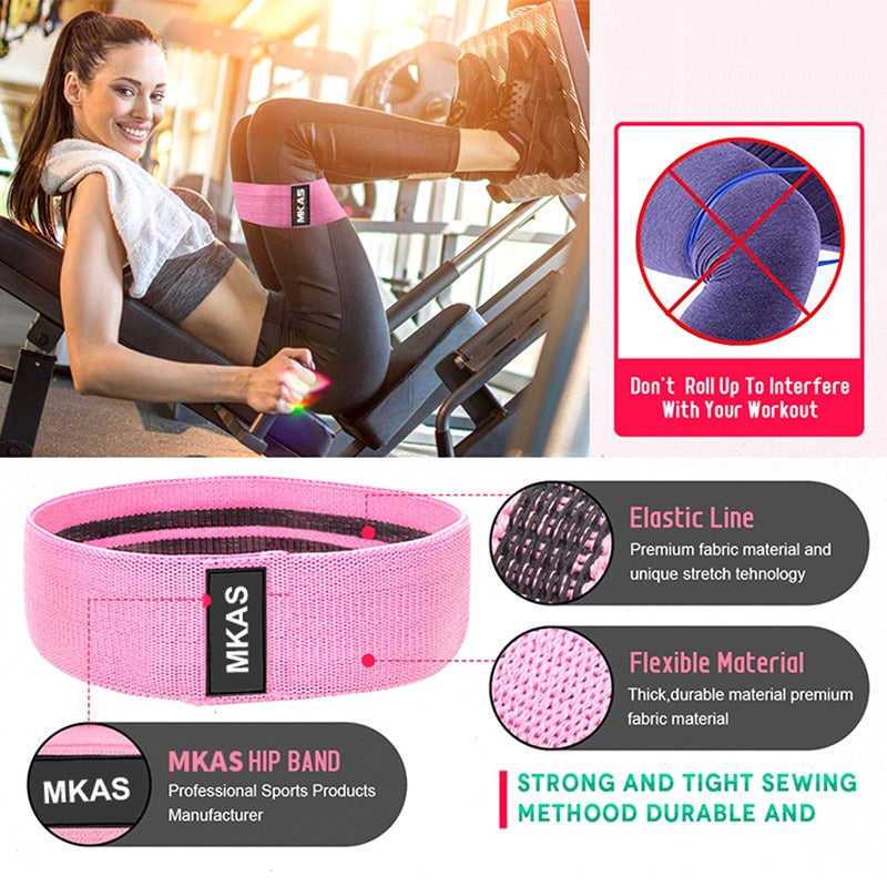 Yoga Resistance Booty Band Home Workout MKAS 3PCS Fitness