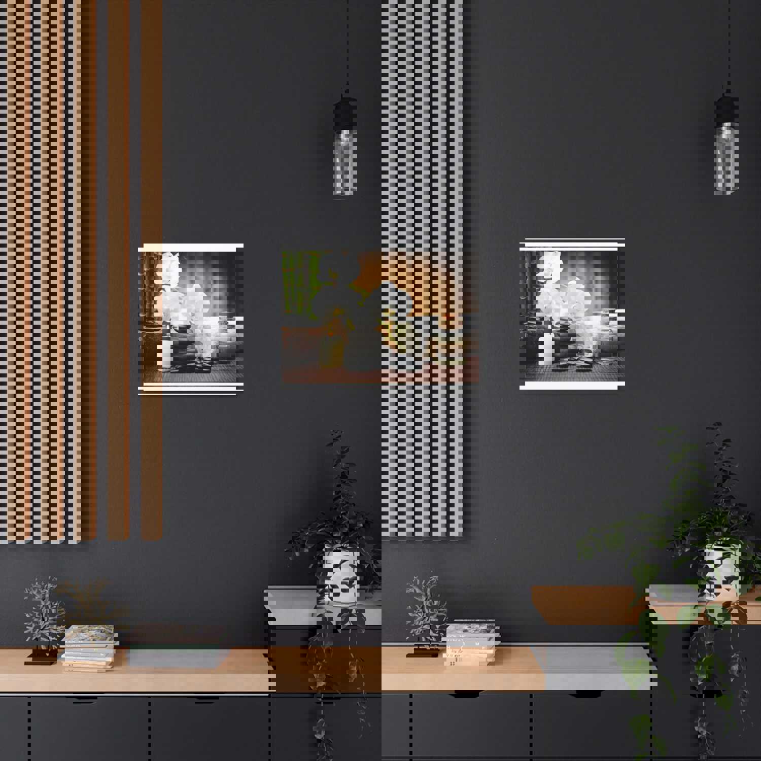 White Orchid and Bamboo Forest Floral Nature Photography Canvas Wall Art