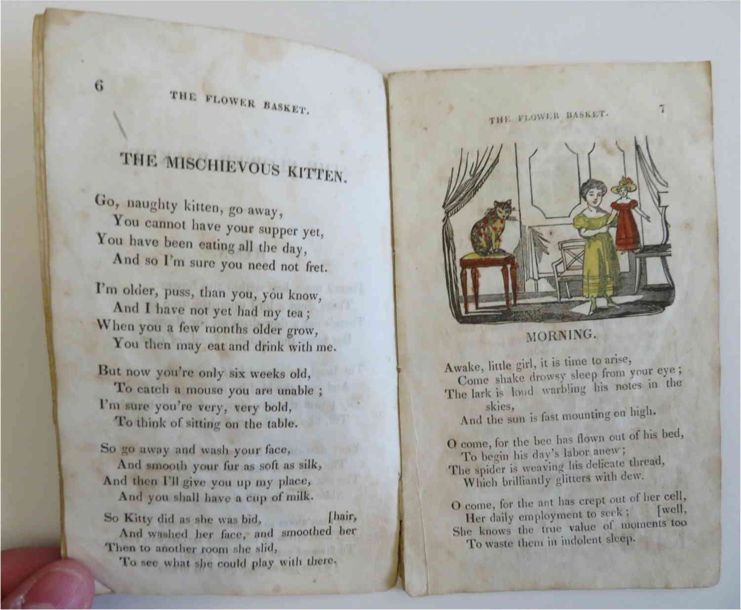 Flower Basket 1838 Woodblock Illustrations Children's Rare Poetry Chap Book