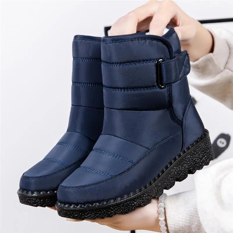 Women's Snow Boots - Plush Slip-On Platform Ankle Boots with Fur, Waterproof & Chunky Winter Shoes