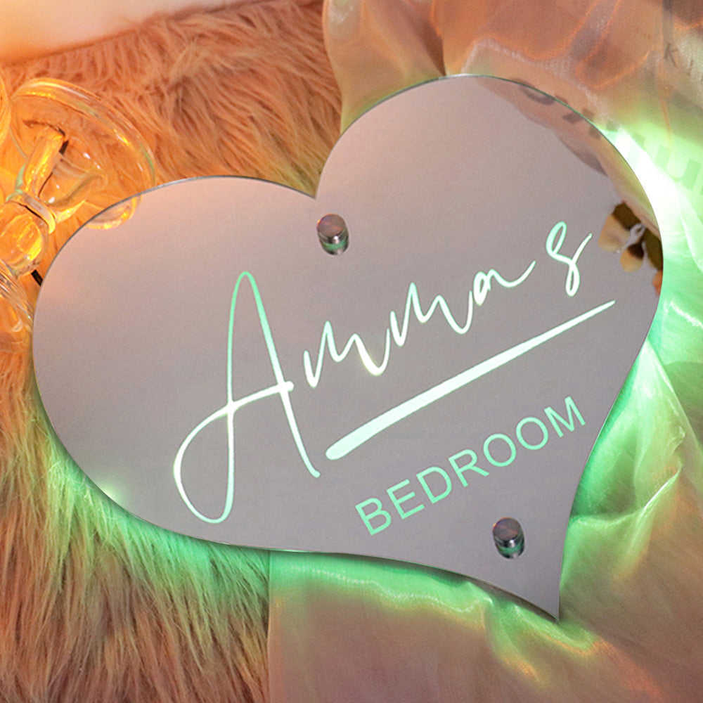 Custom Name Heart-shaped Marquee Mirror Light for Wall Art - Personalized LED Gift