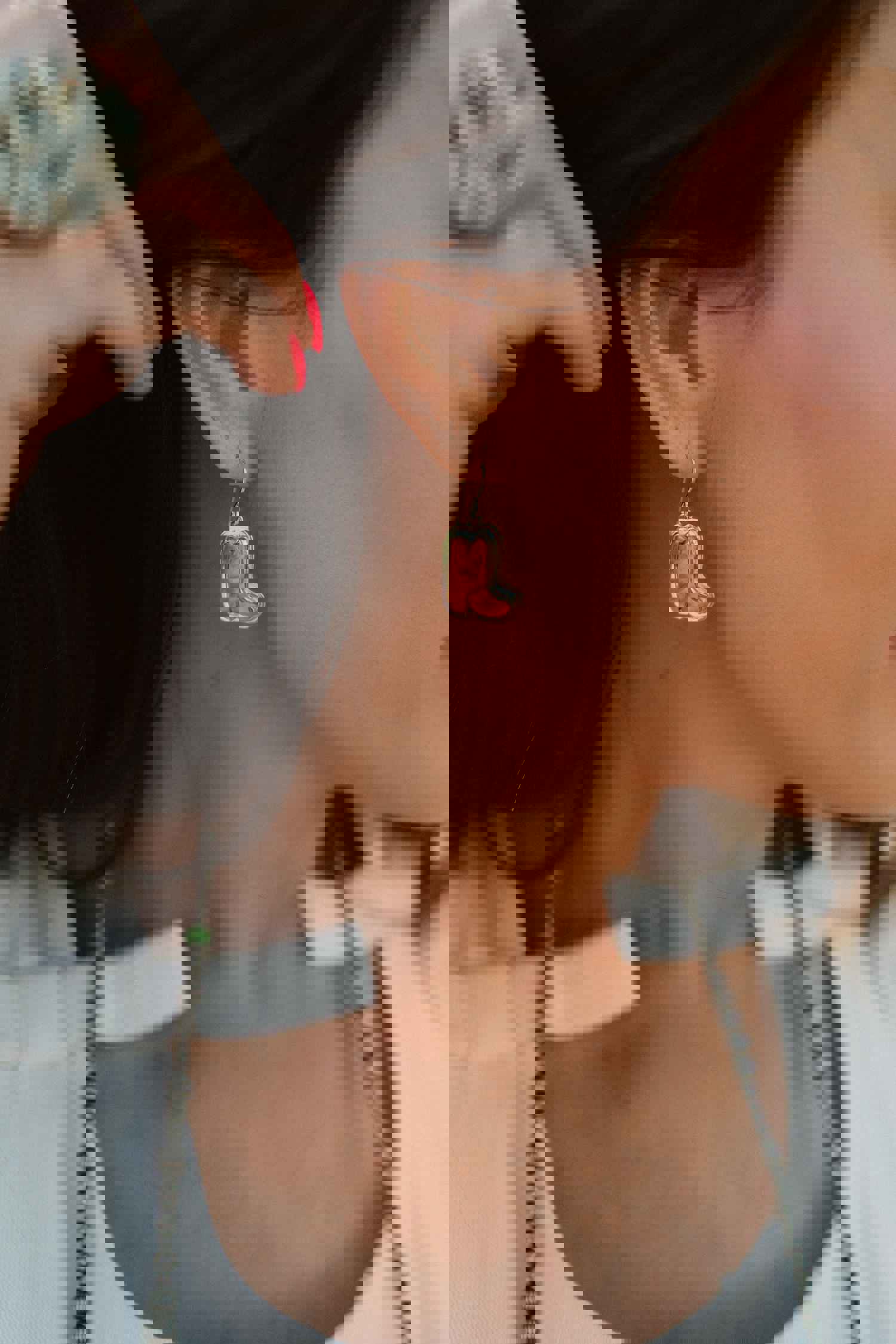 Coral Cowboy Boot Earrings - FINAL SALE