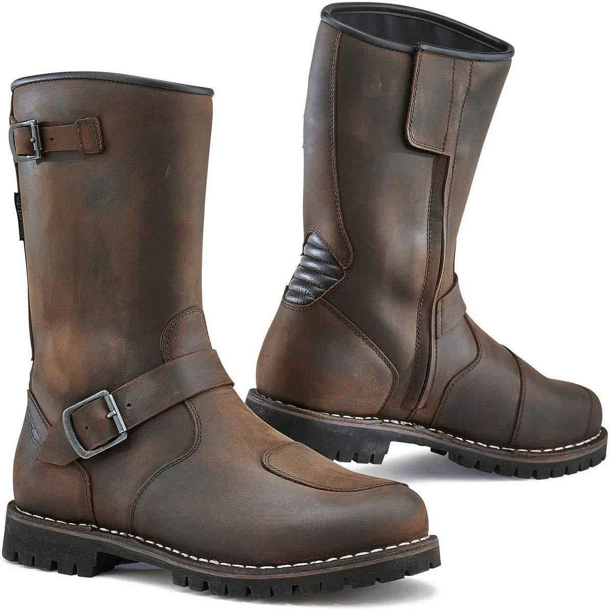 TCX 7096 Fuel Waterproof Vintage Brown Motorcycle Boots for Men - Size EU 46 / US 12