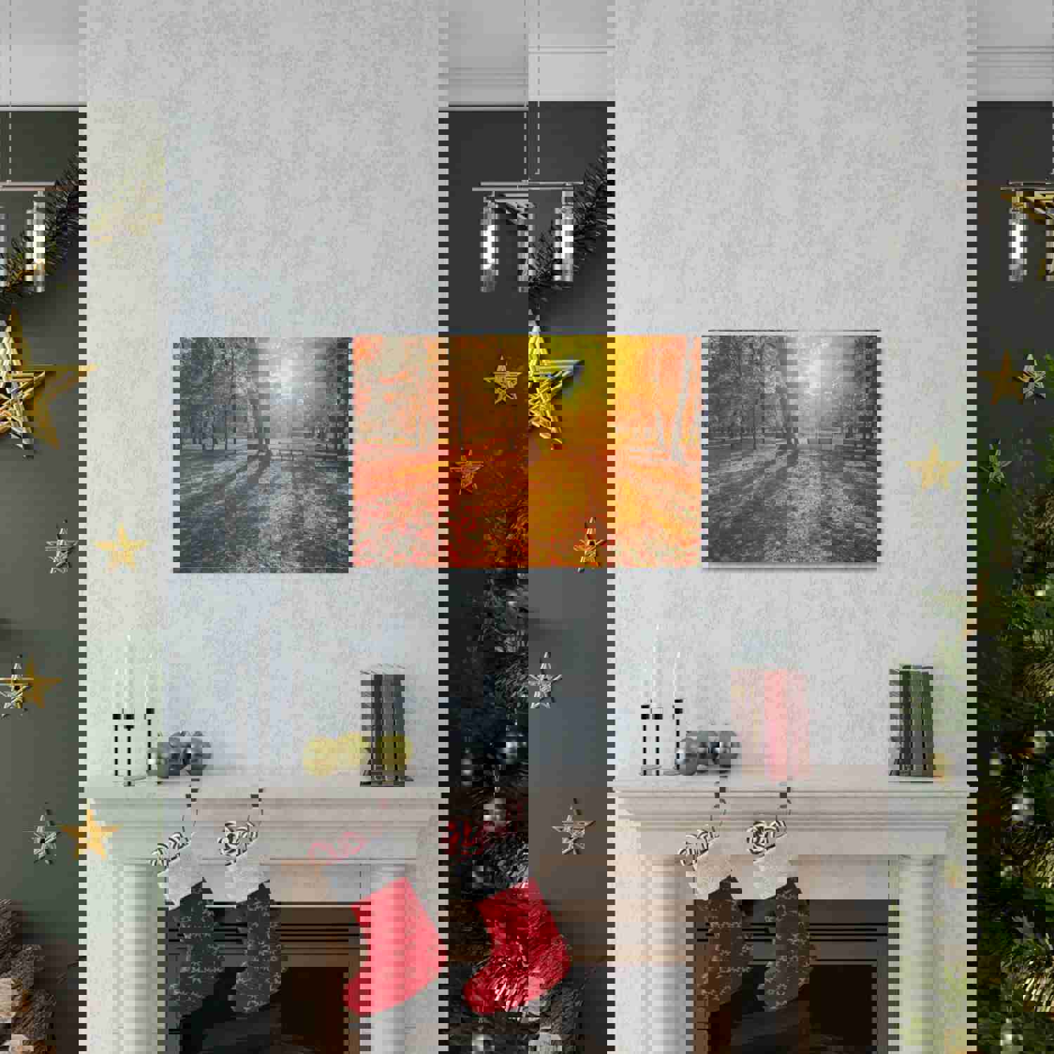 Sunrise Autumn Park Nature Wilderness Photography Canvas Wall Art for Home Decor