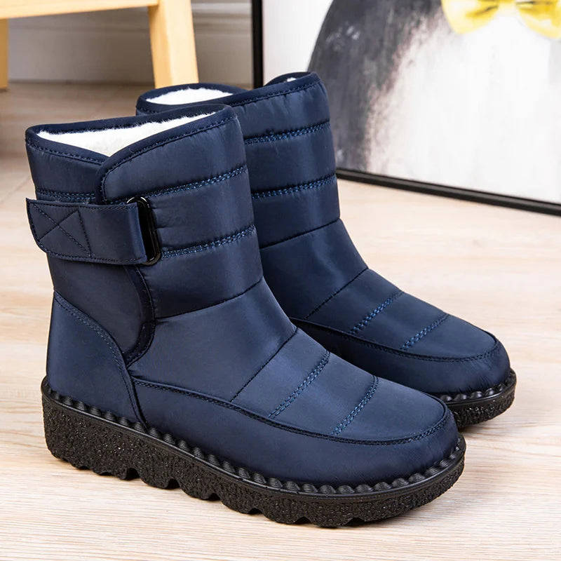 Women's Snow Boots - Plush Slip-On Platform Ankle Boots with Fur, Waterproof & Chunky Winter Shoes