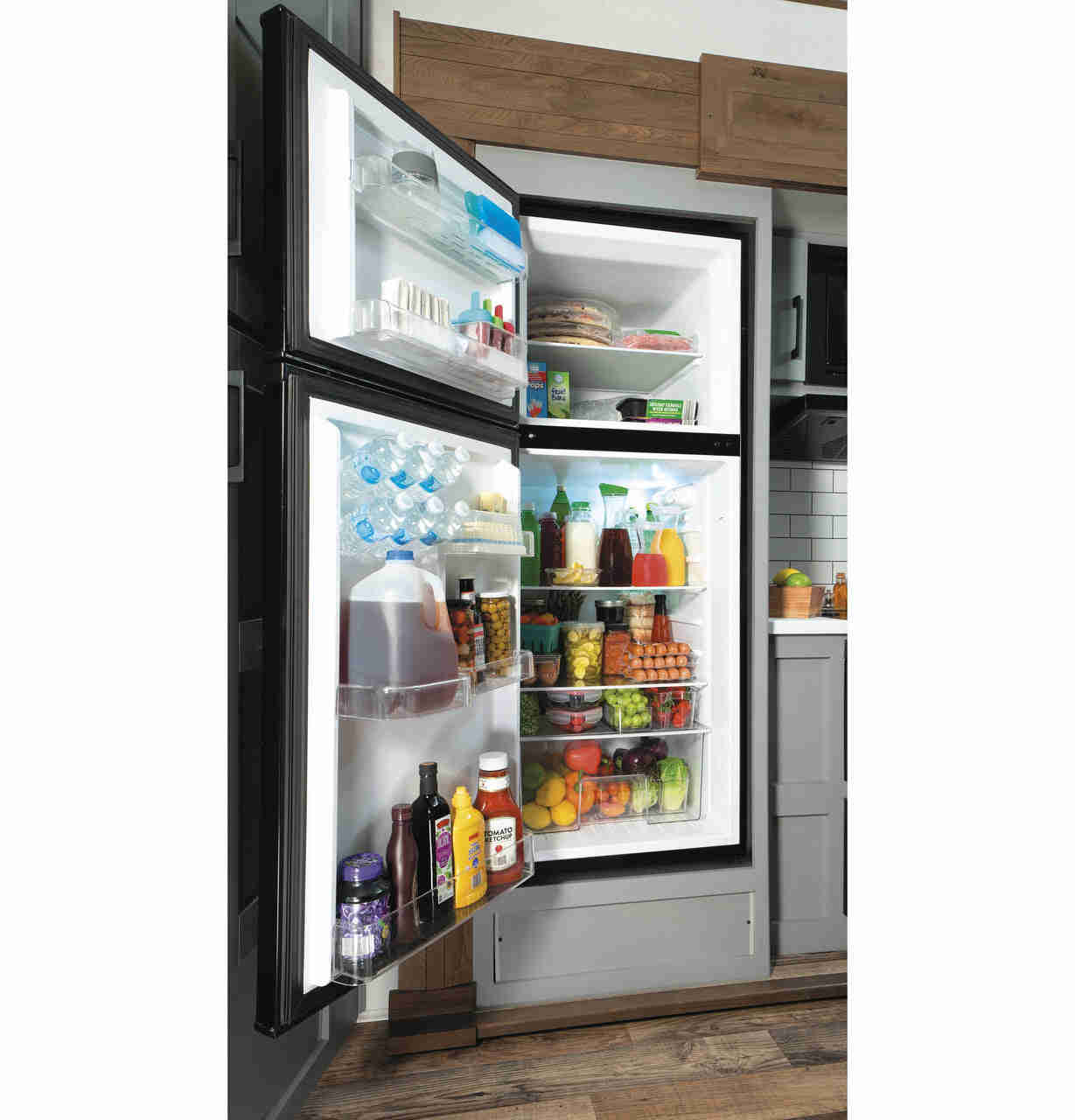 GE Appliances 9.8 Cu. Ft. 12 Volt DC Power Top-Freezer Refrigerator - Black