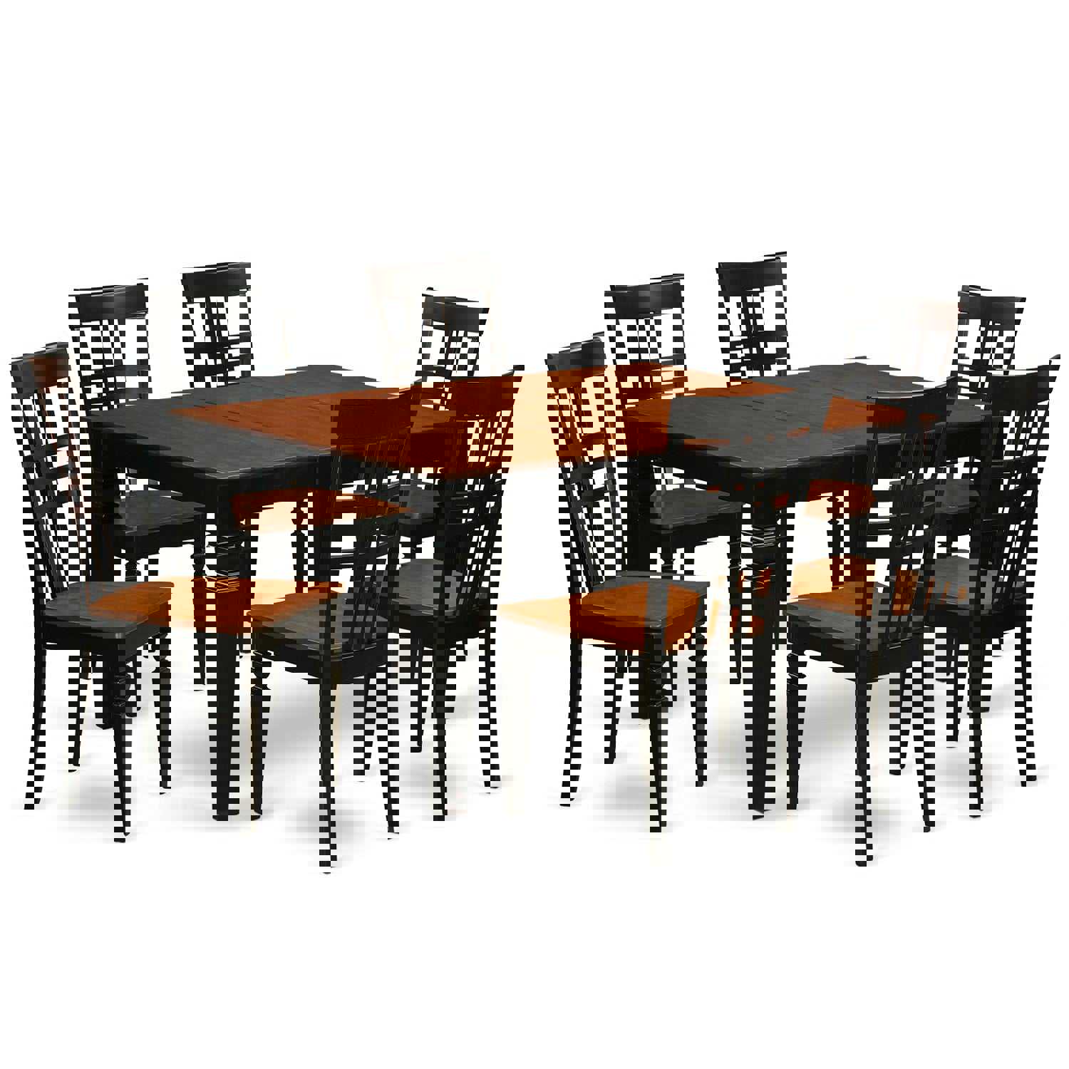 East West Furniture WELG7-BCH-W 7 Piece Dining Set with Rectangle Table and 6 Chairs, Black & Cherry