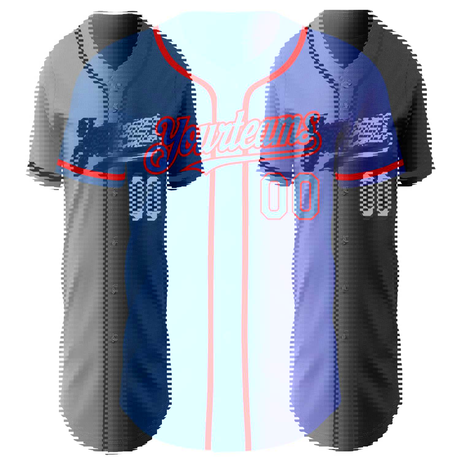 Custom Royal Light Blue-Red Authentic Gradient Fashion Baseball Jersey