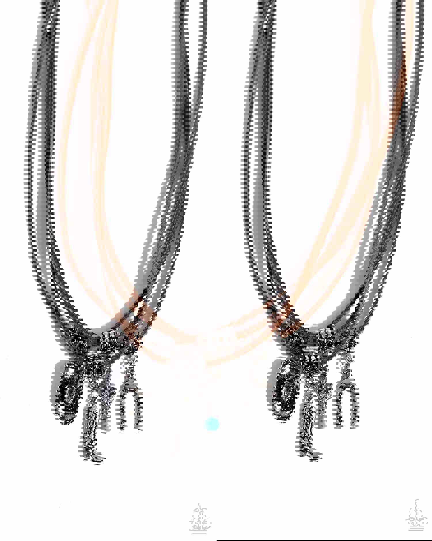 Southern Beauty - Brown Suede Necklace with Western Charms