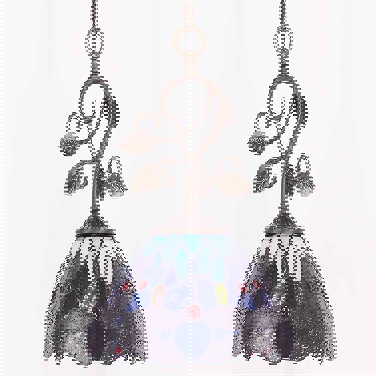 Werfactory® Tiffany Pendant Light Blue Stained Glass Dragonfly Hanging Lamp