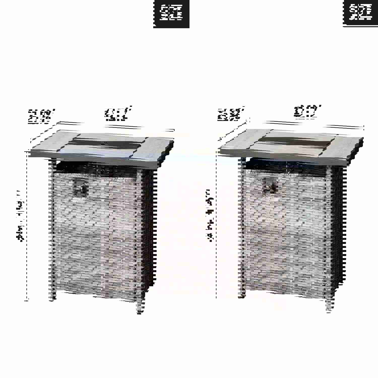 Ovios Rectangle Patio Propane Outdoor 42.12 Fire Pit Table with Lid